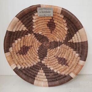 African Botswana 8.5" Coil Basket Handwoven Handmade Artisan Pattern By Ketshabe